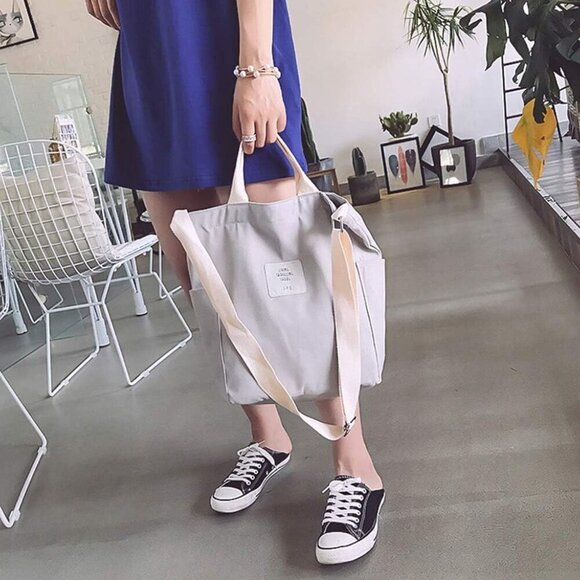 Canvas Tote Bag Small Cotton Crossbody Purse Work Travel Shopper - Picture 4 of 6